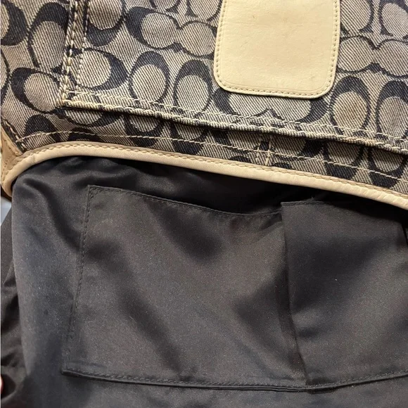 Coach Y2K L0773-11772 Bleeker Denim Signature C Flap Satchel w White Leather GUC - Picture 14 of 16